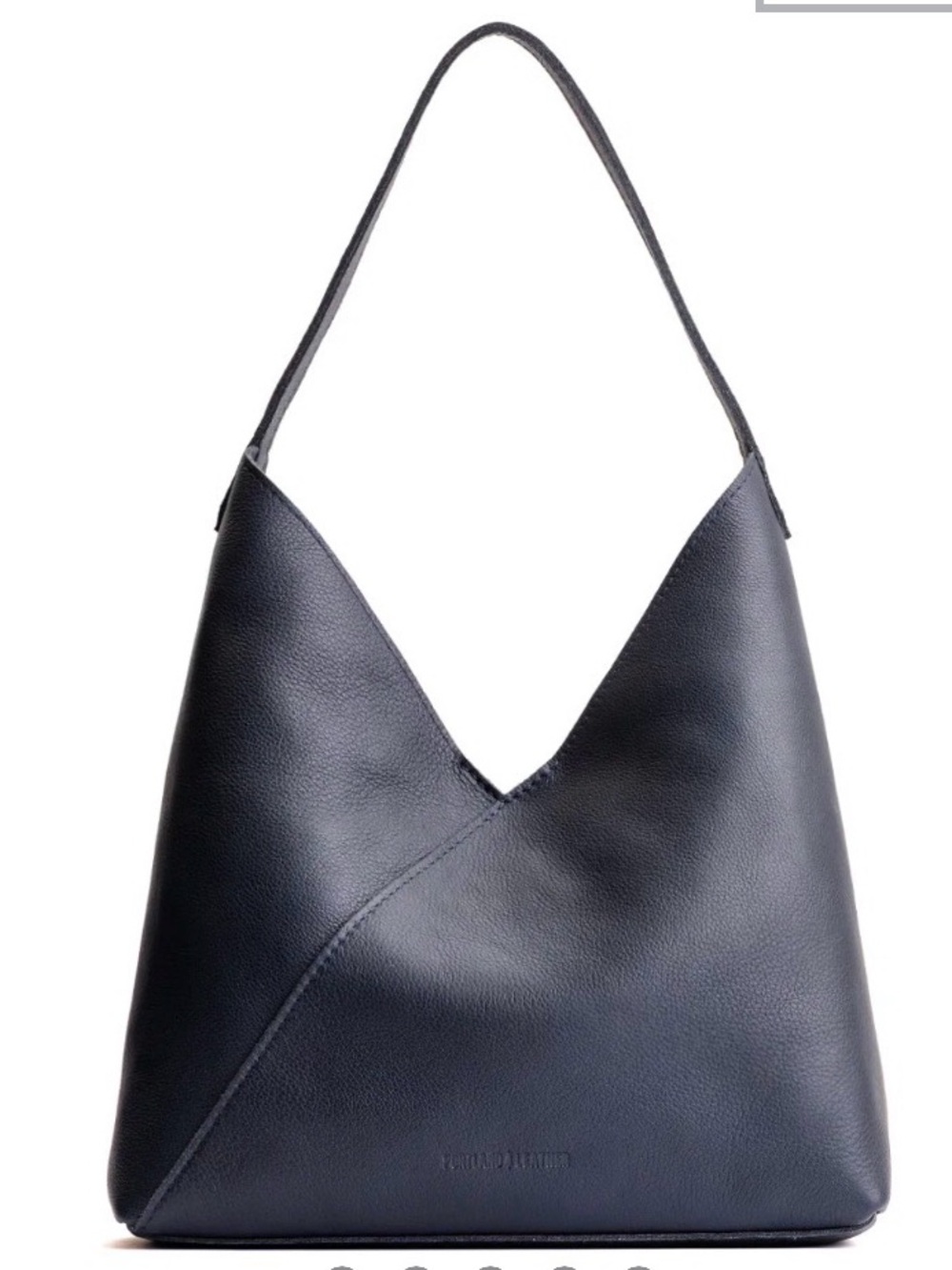 NWOT Portland Leather Dark Blue Leather Shoulder Oversized Bag - Picture 2 of 5